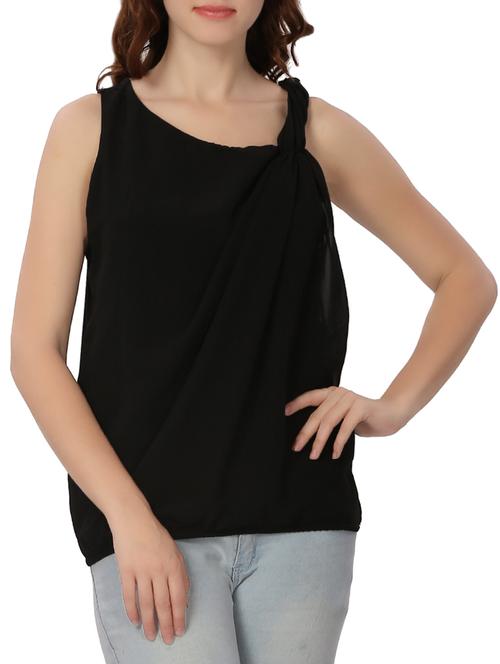 solid black casual top - 14874865 - Standard Image - 1