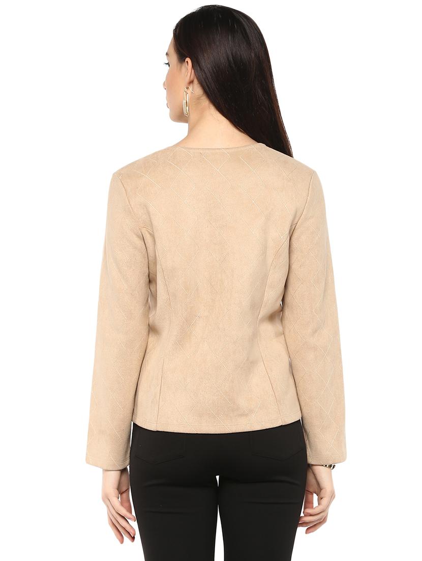 beige solid jacket - 14875897 - Zoom Image - 3