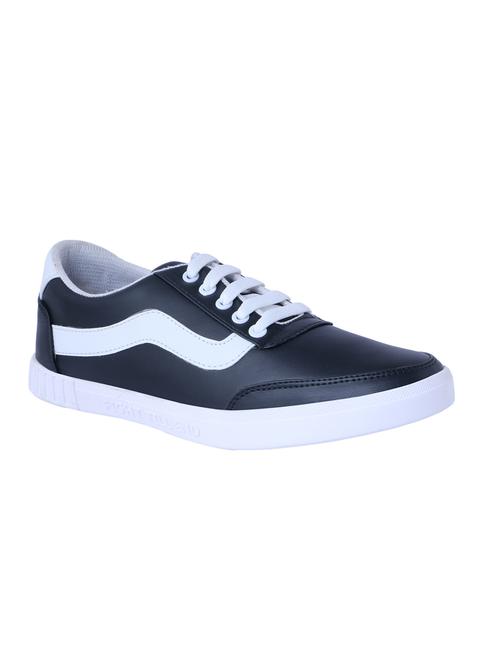 black leatherette lace up sneaker - 14875975 - Standard Image - 1