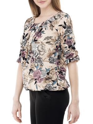 pleated neck floral blouson top - 14876288 - Standard Image - 2