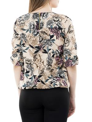 pleated neck floral blouson top - 14876288 - Standard Image - 3