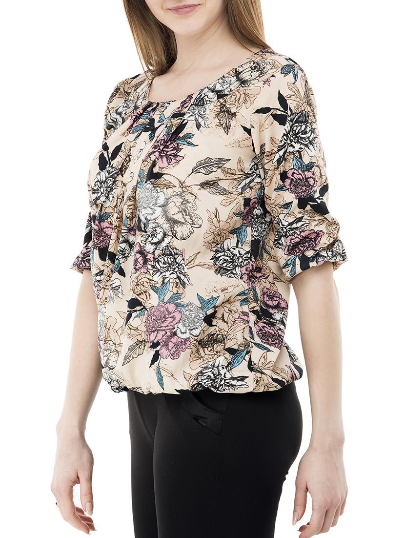 pleated neck floral blouson top - 14876288 - Zoom Image - 2