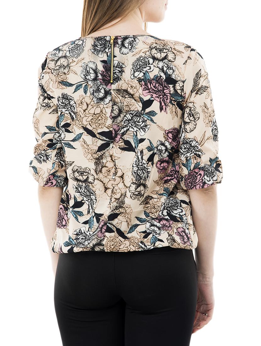 pleated neck floral blouson top - 14876288 - Zoom Image - 3