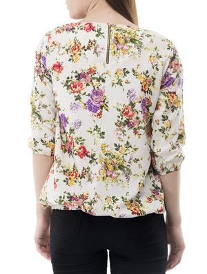 floral pleated neck blouson top - 14876289 - Standard Image - 3