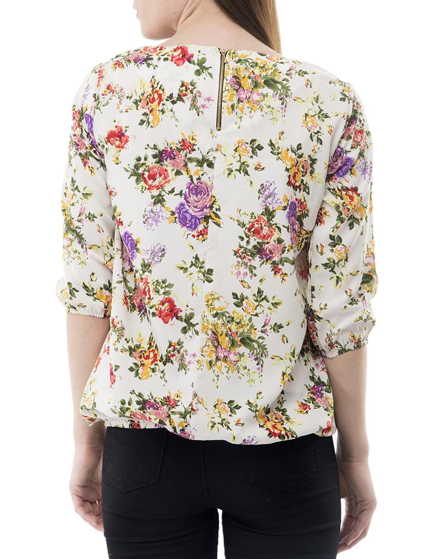 floral pleated neck blouson top - 14876289 - Zoom Image - 3