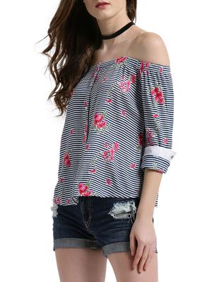 blue striped rayon top - 14876292 - Standard Image - 2