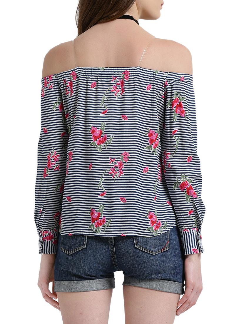 blue striped rayon top - 14876292 - Zoom Image - 3