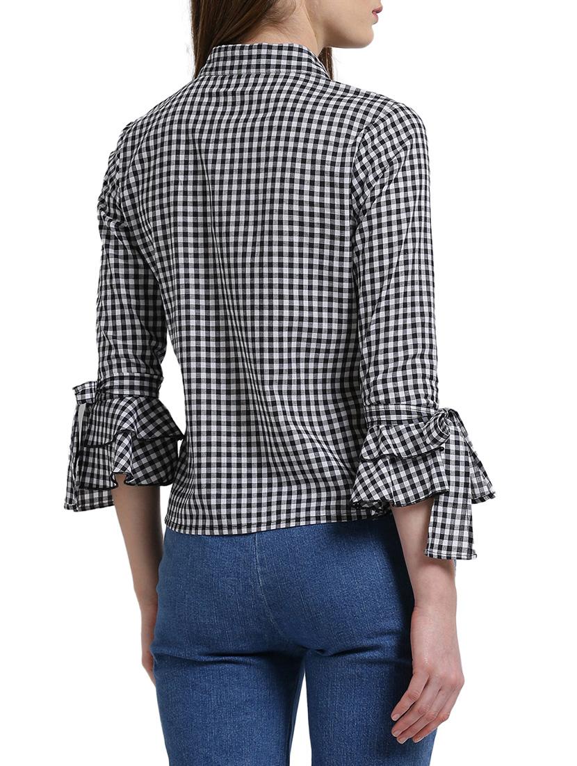black cotton checkered shirt - 14876296 - Zoom Image - 3