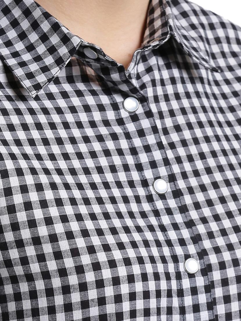 black cotton checkered shirt - 14876296 - Zoom Image - 4