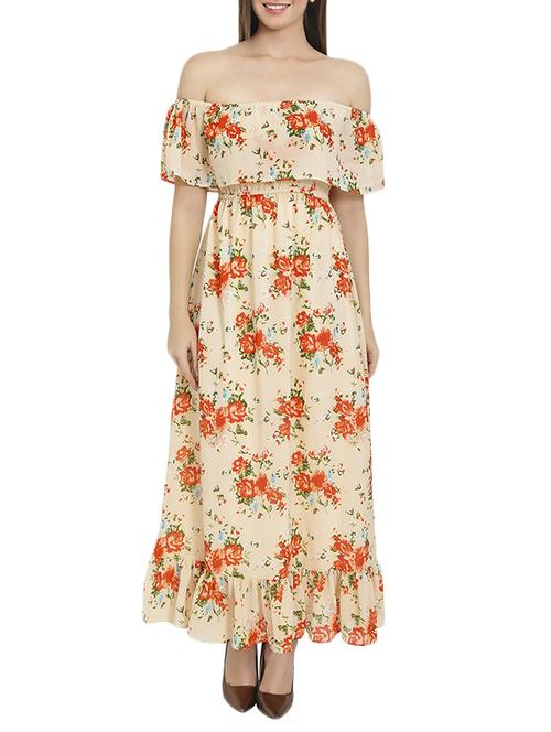 Beige floral maxi dress - 14876548 - Standard Image - 1
