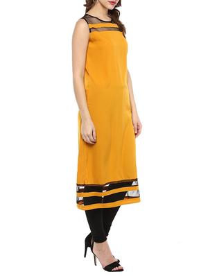 yellow crepe aline kurta - 14877751 - Standard Image - 2