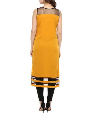 yellow crepe aline kurta - 14877751 - Standard Image - 3