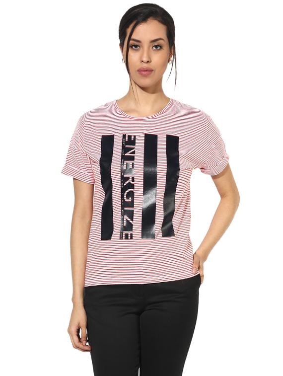 red striped graphic print tee - 14878651 - Zoom Image - 1