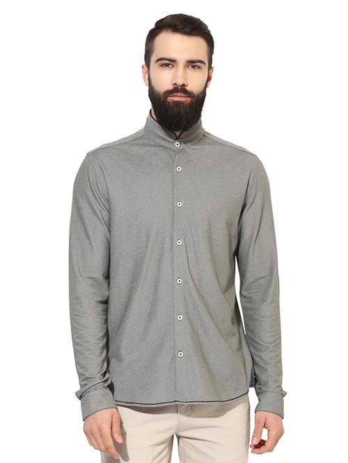 grey cotton blend casual shirt - 14880118 - Standard Image - 1