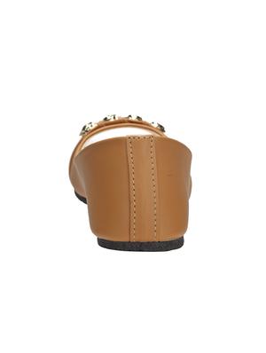 beige leather slip on sandals - 14882788 - Standard Image - 3