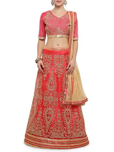 pink net aline lehenga - 14882898 - Very Small Image - 1