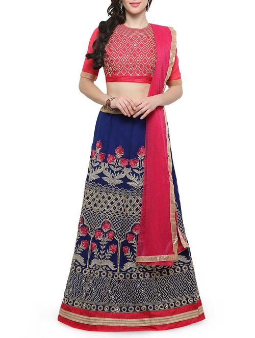 blue georgette panelled lehenga - 14882901 - Very Small Image - 1