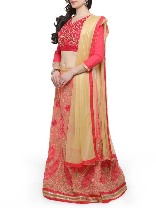 pink georgette panelled lehenga - 14882902 - Very Small Image - 1