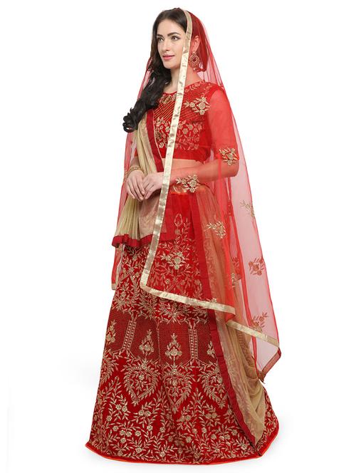 red velvet aline lehenga - 14882907 - Very Small Image - 1