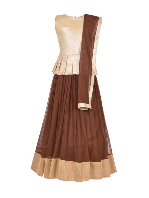 brown satin lehnga choli - 14882950 - Standard Image - 1