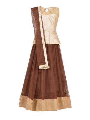 brown satin lehnga choli - 14882950 - Standard Image - 3
