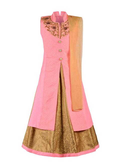 pink silk blend lehnga choli - 14882956 - Very Small Image - 1