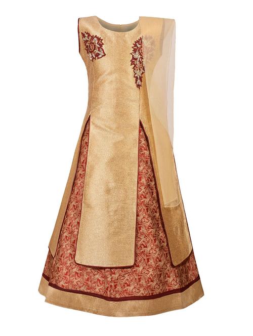 red silk blend lehnga choli - 14882963 - Very Small Image - 1