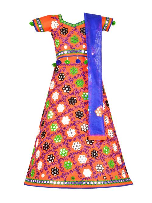 orange cotton lehnga choli - 14882986 - Very Small Image - 1
