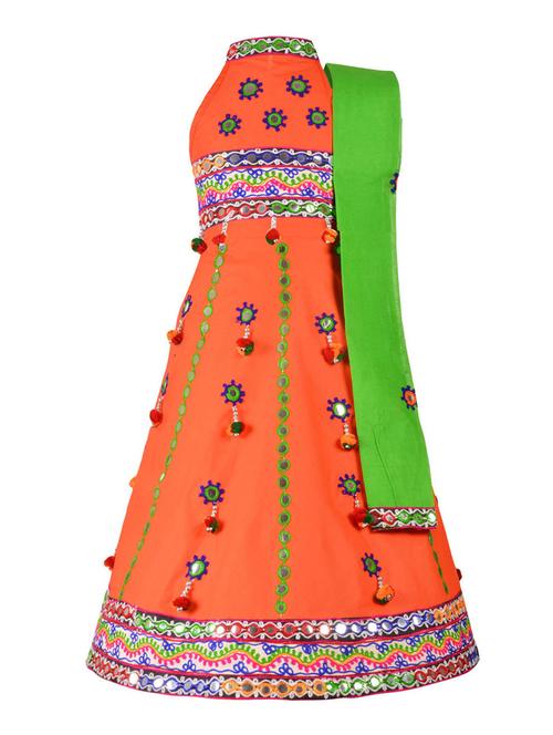 orange cotton lehnga choli - 14882989 - Very Small Image - 1