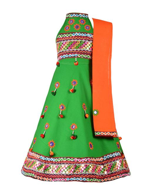 green cotton lehnga choli - 14882991 - Very Small Image - 1