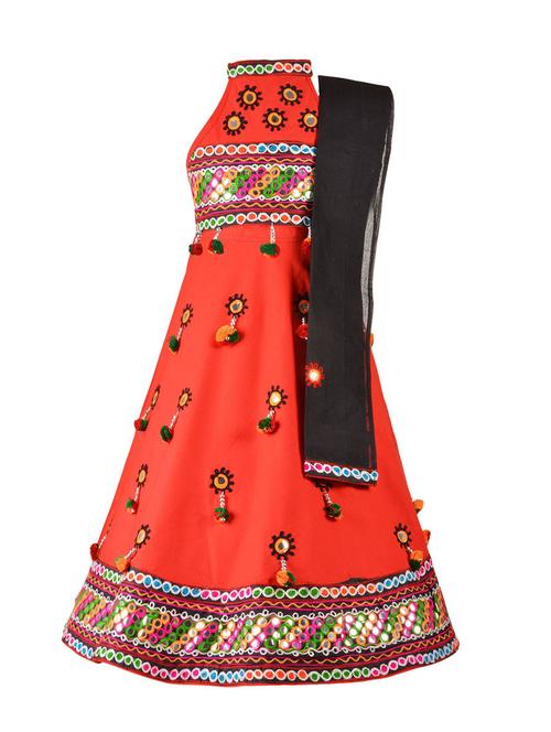 red cotton lehnga choli - 14882993 - Very Small Image - 1