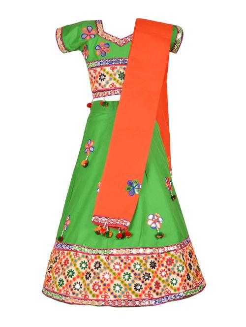 green cotton lehnga choli - 14882995 - Very Small Image - 1