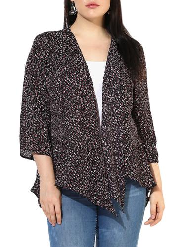 black printed crepe shrug - 14883000 - Very Small Image - 1