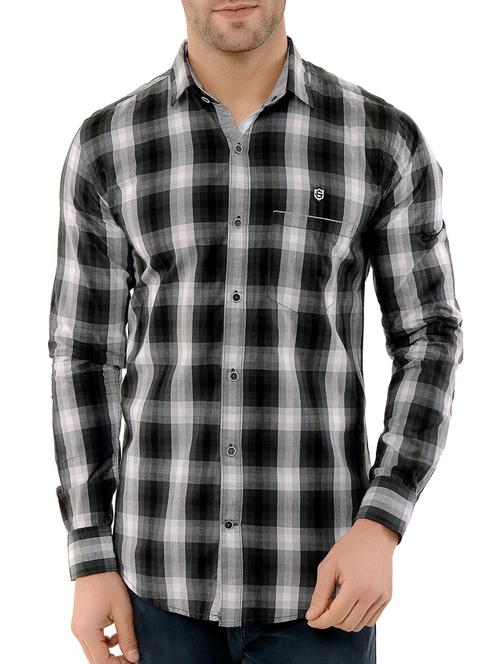 black cotton casual shirt - 14883199 - Standard Image - 1
