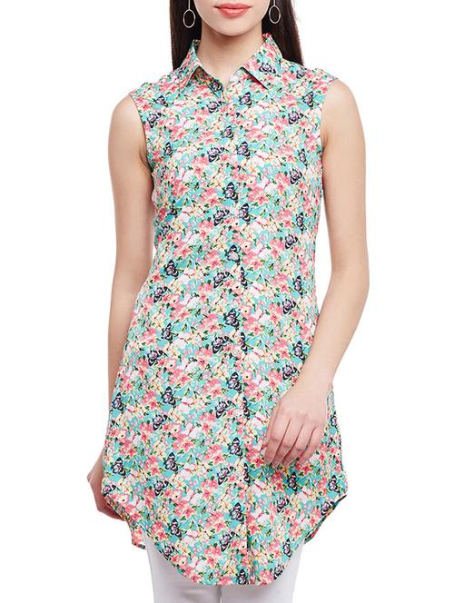 butterfly print sleeveless tunic - 14883800 - Standard Image - 1