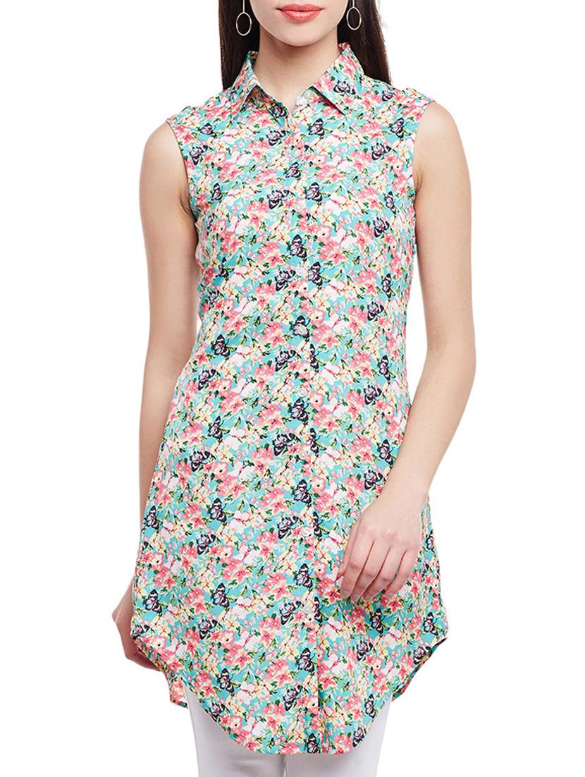 butterfly print sleeveless tunic - 14883800 - Zoom Image - 1