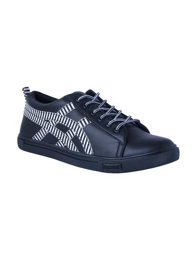 black leatherette lace up sneaker - 14883965 - Very Small Image - 1