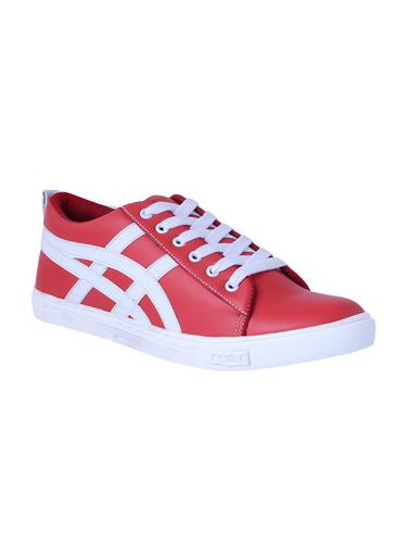 red leatherette lace up sneaker - 14883968 - Very Small Image - 1