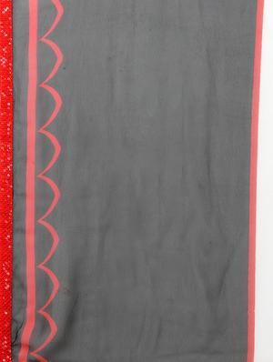 black georgette printed saree with blouse - 14884191 - Standard Image - 4