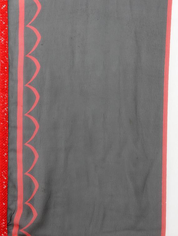 black georgette printed saree with blouse - 14884191 - Zoom Image - 4