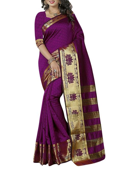 pink cotton blend woven saree with blouse - 14884364 - Very Small Image - 1