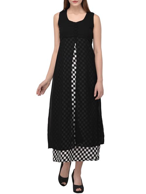 black printed layered dress - 14884743 - Standard Image - 1
