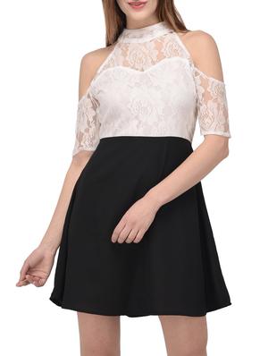 halter neck floral lace flared dress - 14884746 - Standard Image - 2