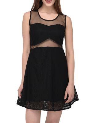 black solid a-line dress - 14884747 - Standard Image - 2