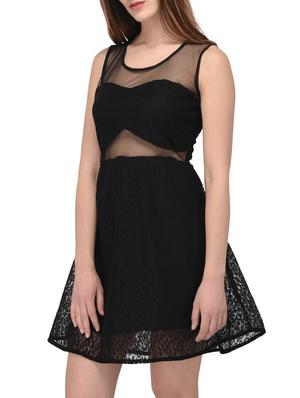 black solid a-line dress - 14884747 - Standard Image - 3