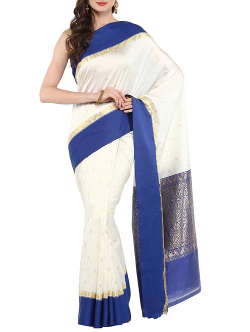 blue silk banarasi saree with blouse - 14884768 - Very Small Image - 1