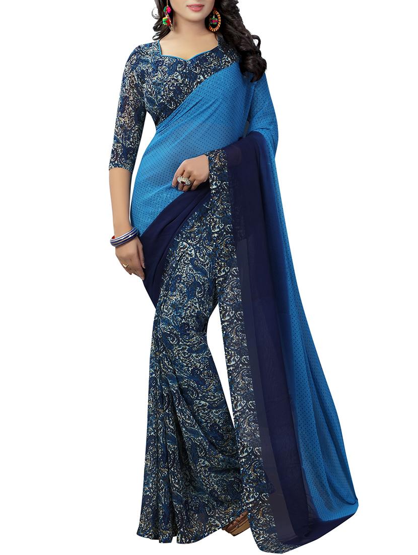 multi georgette printed saree with blouse - 14884786 - Zoom Image - 1