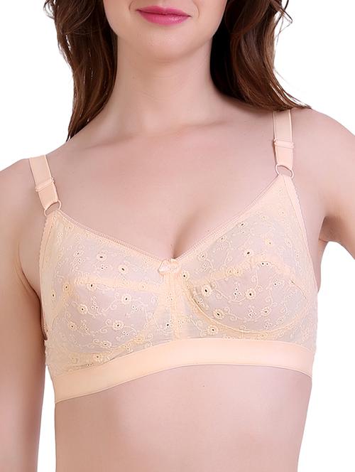 peach embroidered bra - 14884981 - Very Small Image - 1