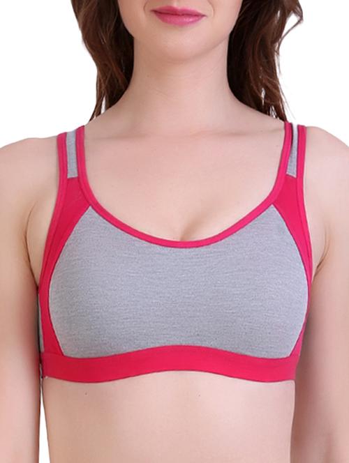 Grey solid sports bra - 14884995 - Standard Image - 1