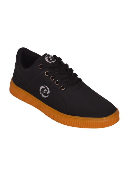 black leatherette lace up sneaker - 14885090 - Standard Image - 1